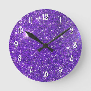 Relógio Redondo Trendy Purple Sparaking Glitter Glitz