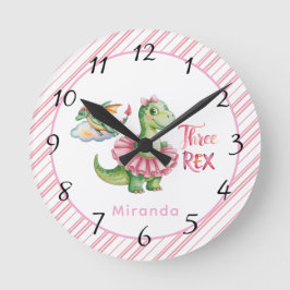 Relógio Redondo Três Festas de aniversário Rex Girl