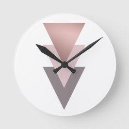 Relógio Redondo triângulos geométricos elegantes rosa dourados
