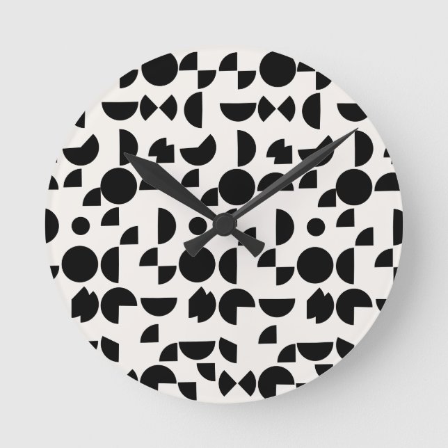 Relógio Redondo Tribal Geométrico Moderno e Branco (Frente)