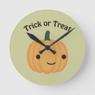 Relógio Redondo Trick or treat - Abóbora Fofa