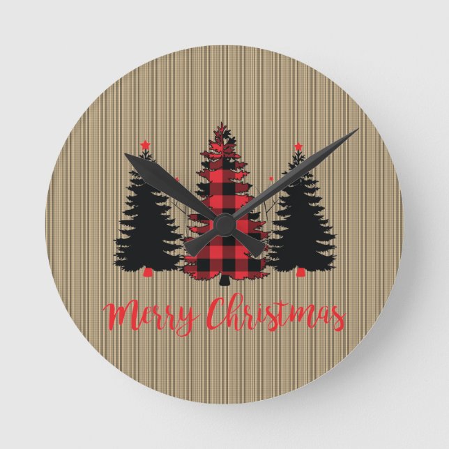 Relógio Redondo Trio de Árvore de Natal da Casa Farmada Russa (Frente)