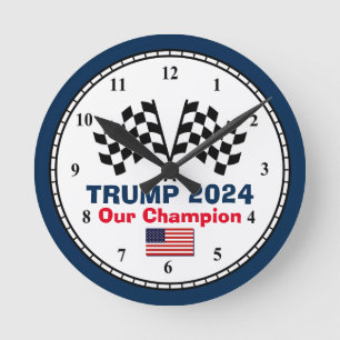 Relógio Redondo Trump 2024 Race Flags Round Clock