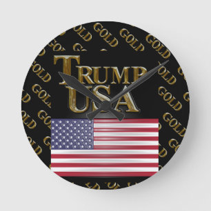 RELÓGIO REDONDO TRUMP EUA DOURADO
