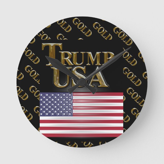RELÓGIO REDONDO TRUMP EUA DOURADO (Frente)
