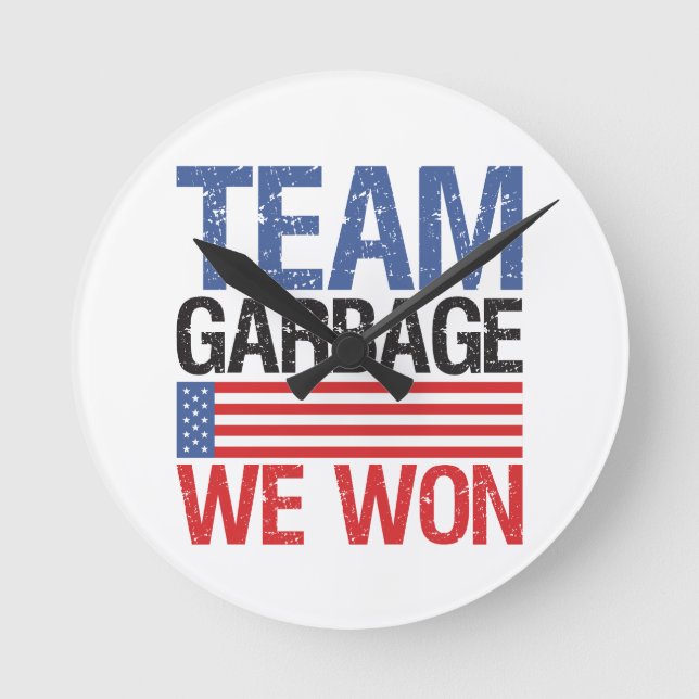 Relógio Redondo Trump - Team Garbage Nós Ganhamos (Frente)