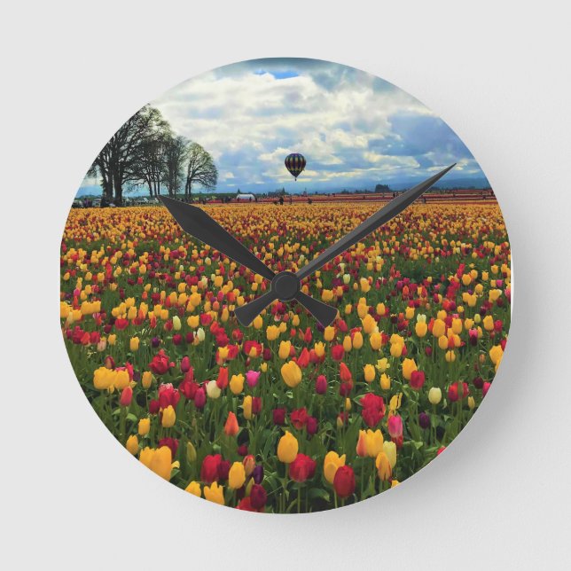 Relógio Redondo Tulip Fazenda em Oregon (Frente)