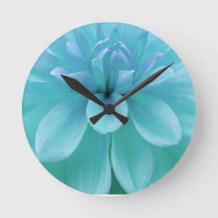 Relógio Redondo Turquesa, madeira verde-clara de madeira azul