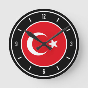 Relógio Redondo Turquia Flag Elegant