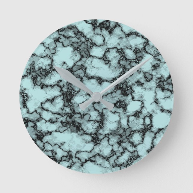 Relógio Redondo Turquoise Marble Pattern (Frente)