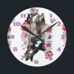 Relógio Redondo Tuxedo Gatos Arte Animais Crianças Rosa Redondas<br><div class="desc">Tuxedo Cat Gatos Arte Animais Refrigeram Relógio De Quarto. Projetado a partir da minha arte original de aquarela.</div>