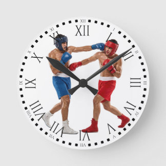 Relógio Redondo Two Boxers Sparring Match Boxing Gym Decor