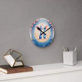 Relógio Redondo Two Hearts, One Love – Wedding Mice. 