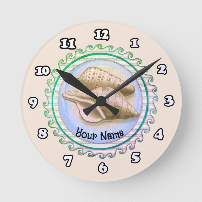 Relógio Redondo Two Pretty seashells clock (Frente)