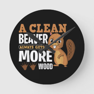 Relógio Redondo Um castor limpo sempre ganha mais citações engraça
