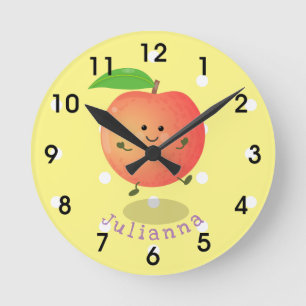Relógio Redondo Um desenho animado amarelo de pêssego bonito