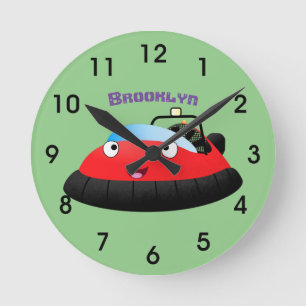 Relógio Redondo Um desenho animado de hovercraft, vermelho e bonit
