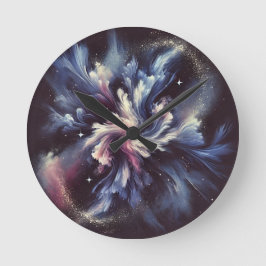 Relógio Redondo Um design de abstrato-galáxia captando o mistério