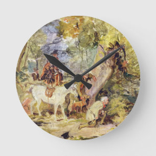 Relógio Redondo Um esboço para "Foresters Stalking Deer" (óleo sob