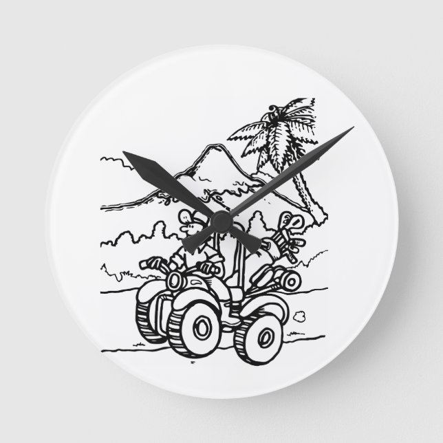 Relógio Redondo Um Golfista jogando golfe com seus quatro rodas (Frente)