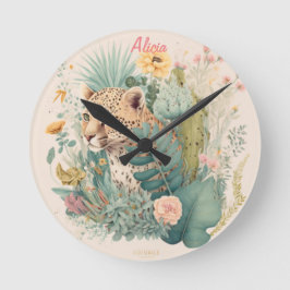 Relógio Redondo Um leopardo atrás do costume do mato