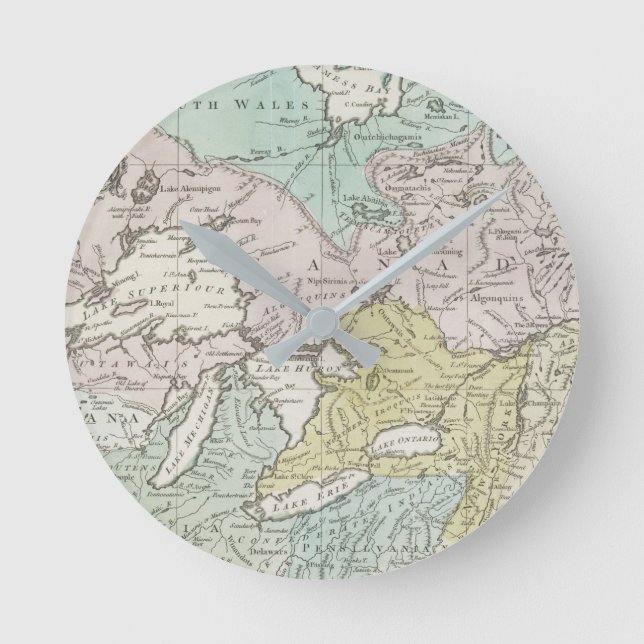 Relógio Redondo Um mapa exato de Canadá, 1761 (Frente)