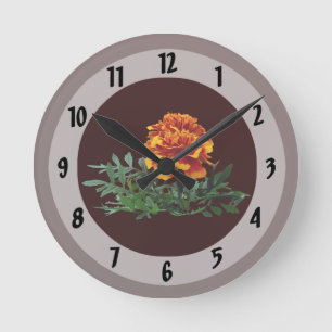 Relógio Redondo Um Marigold Laranja com Dicas Amarelas