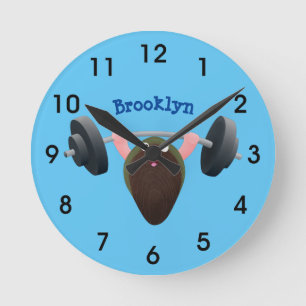 Relógio Redondo Um mexilhão engraçado trabalhando na ilustração de