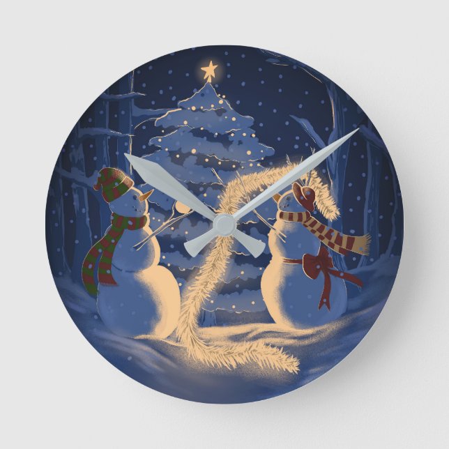 Relógio Redondo Um Natal de Boneco de Neve (Frente)