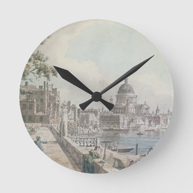 Relógio Redondo Uma cópia de parte de um desenho de Canaletto, de  (Frente)