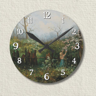 Relógio Redondo Uma garota no jardim - Olga Wisinger-Florian