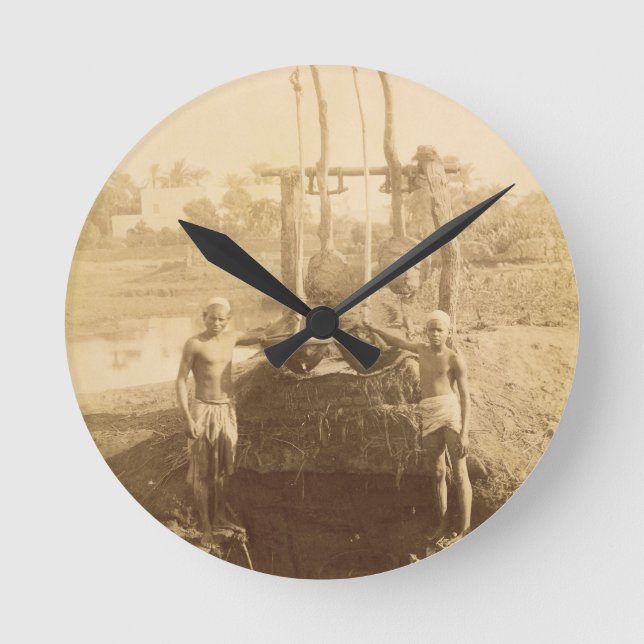 Relógio Redondo Uma máquina egípcia da irrigação nos bancos do (Frente)