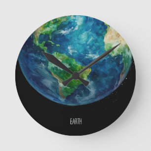 Relógio Redondo Uma pintura da terra no espaço
