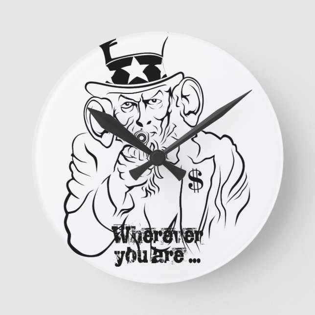 Relógio Redondo Uncle Sam Round Clock (Frente)