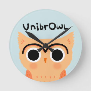Relógio Redondo UnibrOwl Unibrow Owl   Coruja-de-sobrancelhas-grac