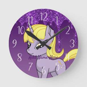 Relógio redondo Unicorn Personalizado Bonito