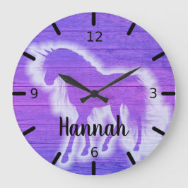 Relógio Redondo Unicórnio Roxo Personalizado