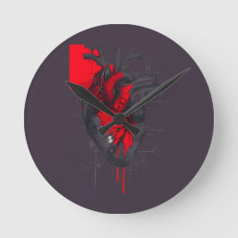 Relógio Redondo Unique Red Splatter Human Heart Wall Clock