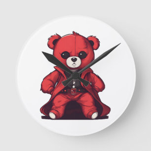 Relógio Redondo Urso fofo vermelho menino
