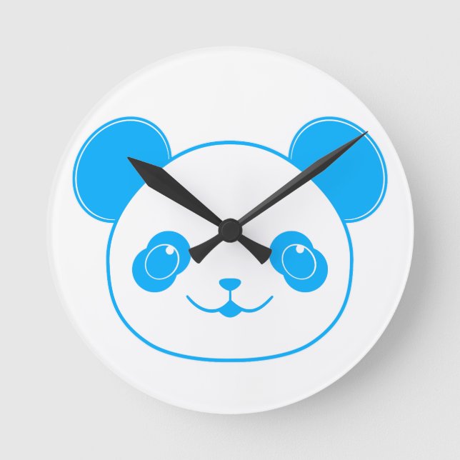 Relógio Redondo Urso Panda Azul Kawaii (Frente)