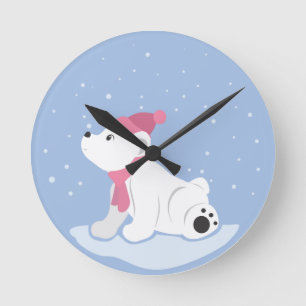 Relógio Redondo Urso Polar