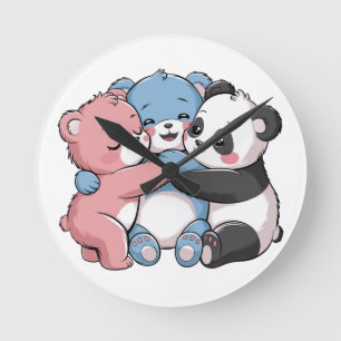 Relógio Redondo Ursos de Teddy Bonitos com Panda