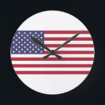 Relógio Redondo USA flag red white blue clock<br><div class="desc">USA flag red white blue clock</div>