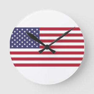 Relógio Redondo USA flag red white blue clock