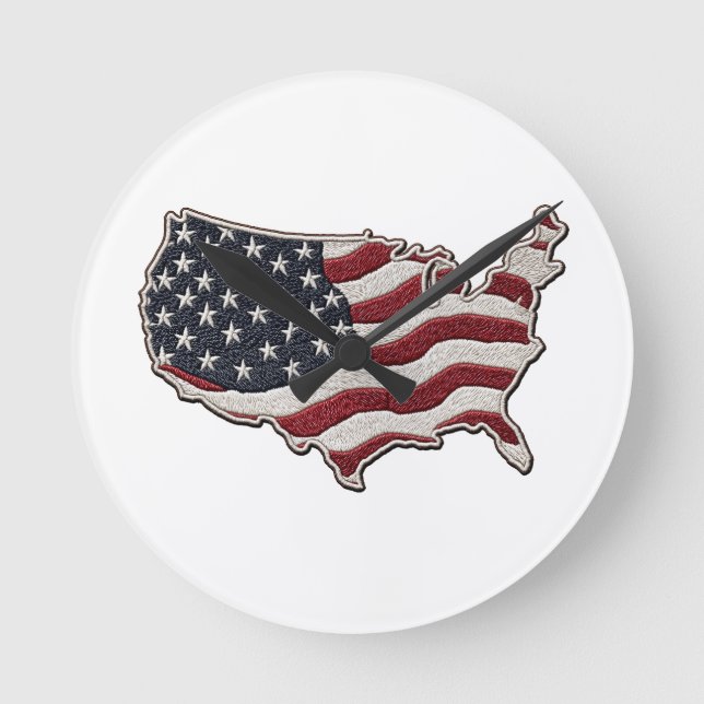 Relógio Redondo 🕒 USA Map Flag Wall Clock 🇺🇸🧭 (Frente)