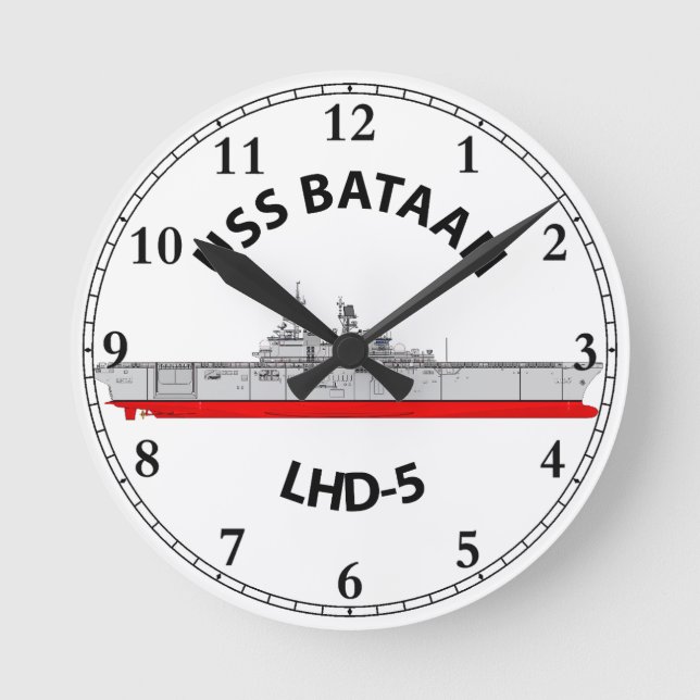 RELÓGIO REDONDO USS BATAAN - LHD-5 - ASSAULT AMFIBIOSO DA CLASSE W (Frente)
