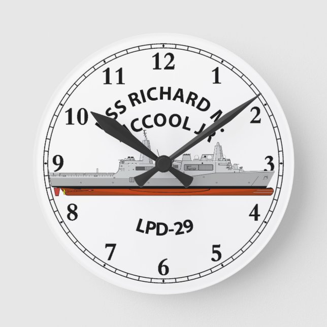 RELÓGIO REDONDO USS RICHARD M MCCOOL JR, LPD-29, SAN ANTONIO, (Frente)