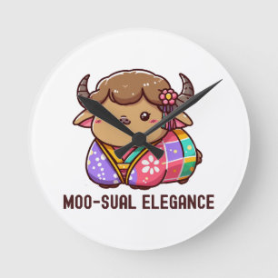 Relógio Redondo Vaca em Elegância nas Terras Altas