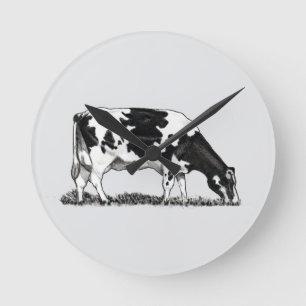 Relógio Redondo Vaca Leiteira Holstein