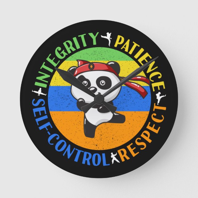 Relógio Redondo Valores de Artes Marciais - Meninos Karate Mindset (Frente)